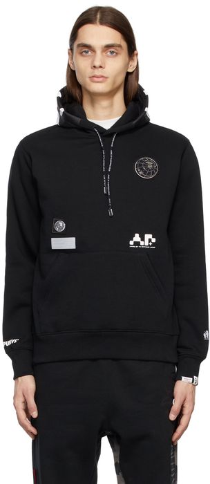 AAPE by A Bathing Ape Black Graphic Patch Hoodie