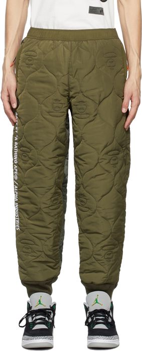 AAPE by A Bathing Ape Khaki Alpha Industries Edition Quilted Logo Lounge Pants