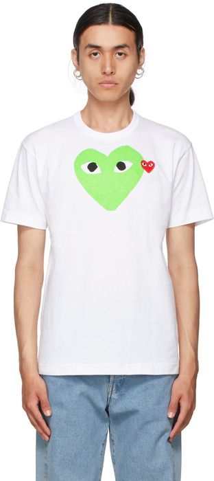 Comme des Garçons Play White & Green Big Heart T-Shirt