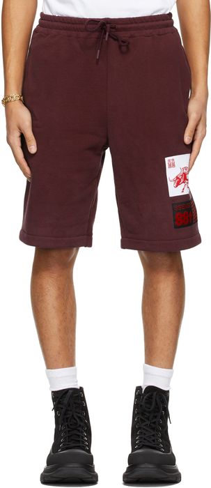 SSENSE WORKS SSENSE Exclusive 88rising Burgundy Patch Shorts