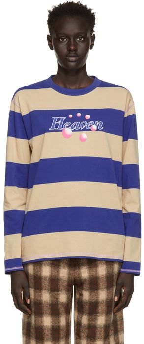 Marc Jacobs Heaven Blue & Beige Stripe Long Sleeve T-Shirt