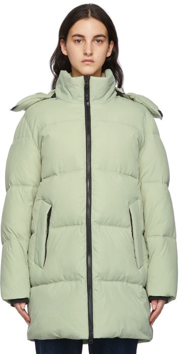 The Very Warm Green Long Hooded Puffer Jacket
