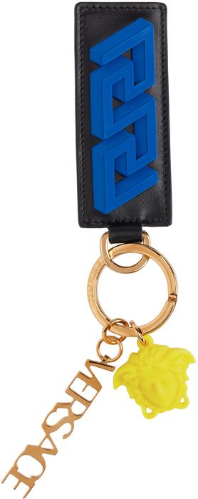 Versace Blue & Black 'La Greca' Keychain