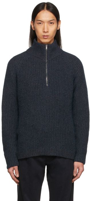 Massimo Alba Black Collin Half-Zip Sweater