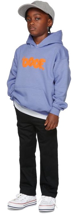 OOOF SSENSE Exclusive Kids Purple & Orange Puff Logo Hoodie