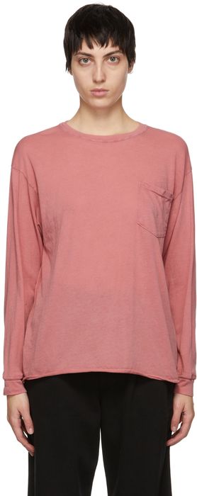 LACAUSA Pink Crewneck Long Sleeve T-Shirt
