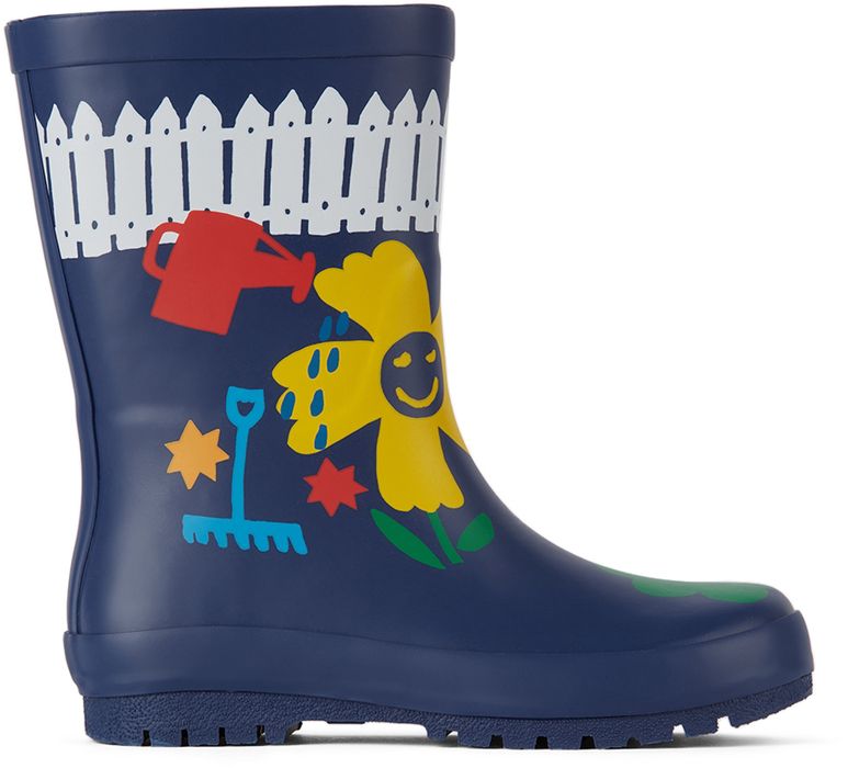 Stella McCartney Kids Navy Gardening Waterproof Rain Boots