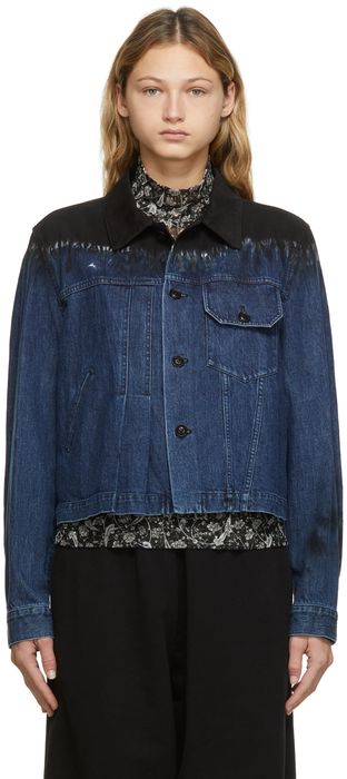 Y's Blue Discharge Tie Dye Denim Jacket