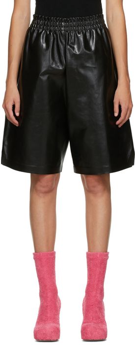 Bottega Veneta Black Leather Shiny Shorts