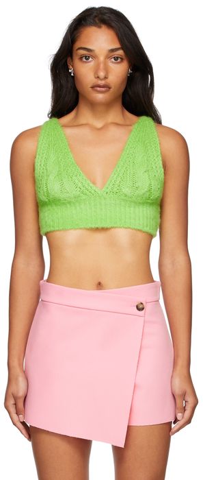 MSGM Green Cable Knit Bra