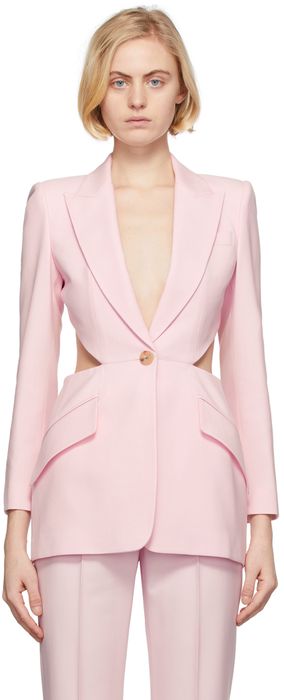 Alexander McQueen Pink Wool Open Back Jacket