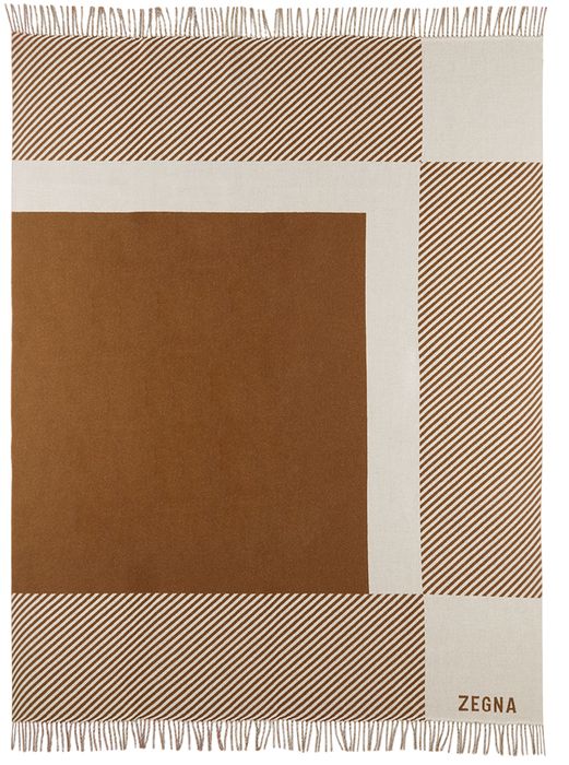Ermenegildo Zegna Brown & Off-White Wool Plaid Blanket