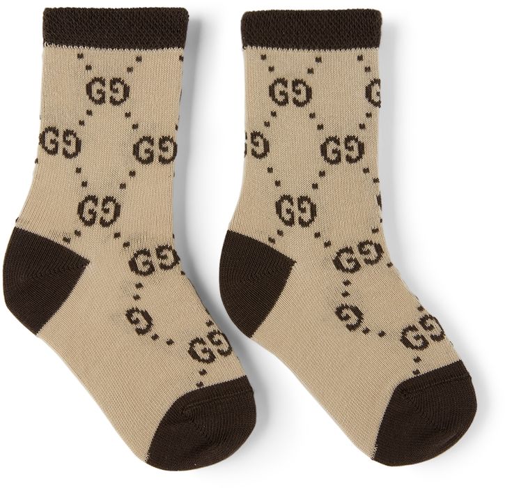 Gucci Baby Beige & Brown GG Socks