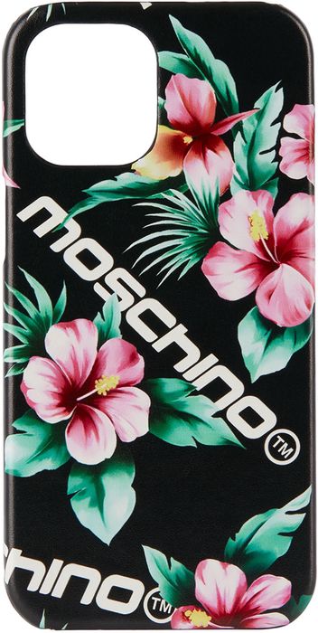 Moschino Black Flowers Logo iPhone 12 Pro Max Case