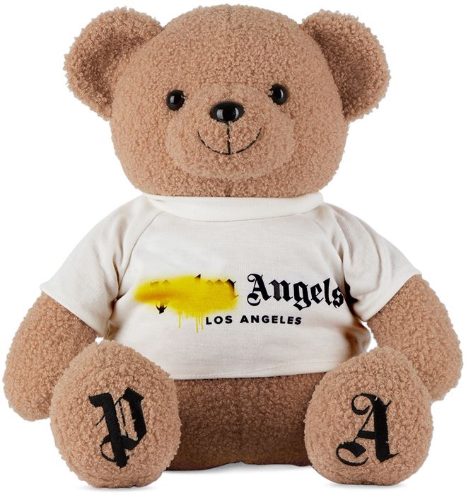 Palm Angels Beige Sprayed Logo Teddy Bear
