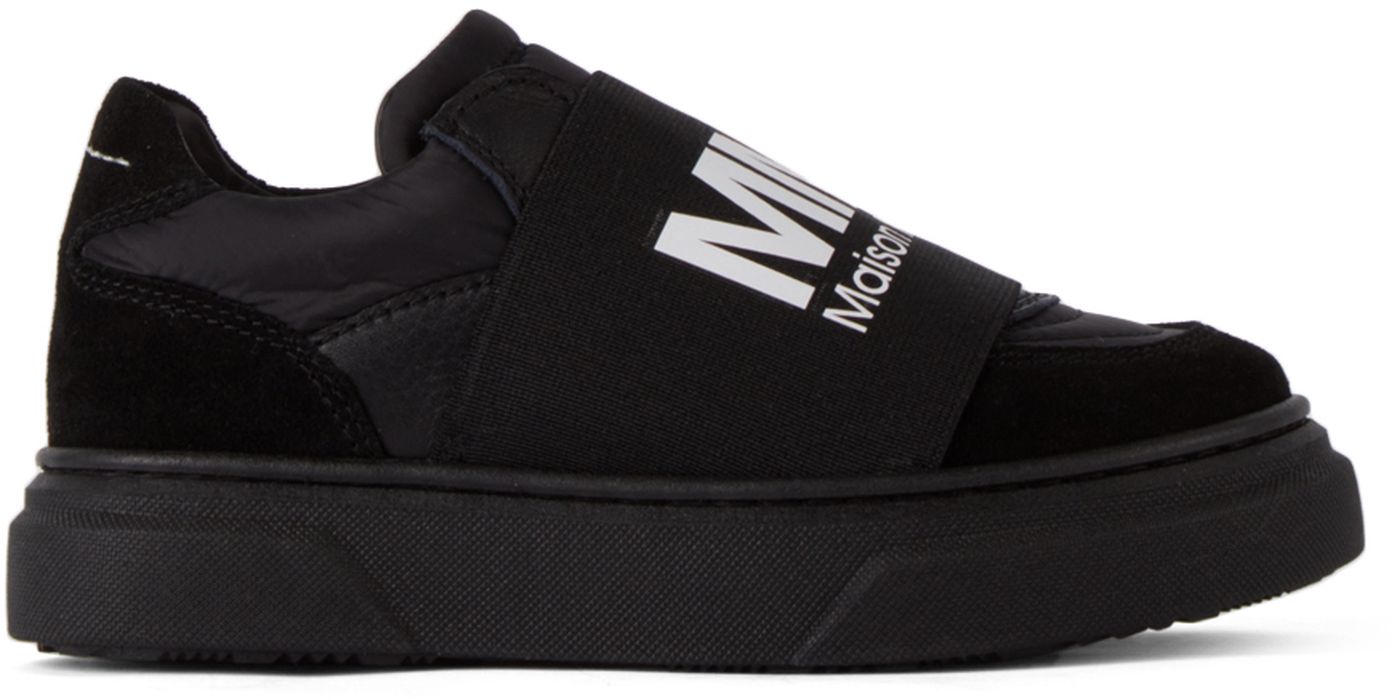 MM6 Maison Margiela Kids Black Logo Slip-On Sneakers
