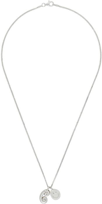 Seb Brown Kids Silver Smiley Curly Necklace