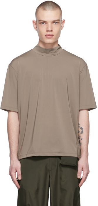 AMOMENTO Grey High Neck T-Shirt