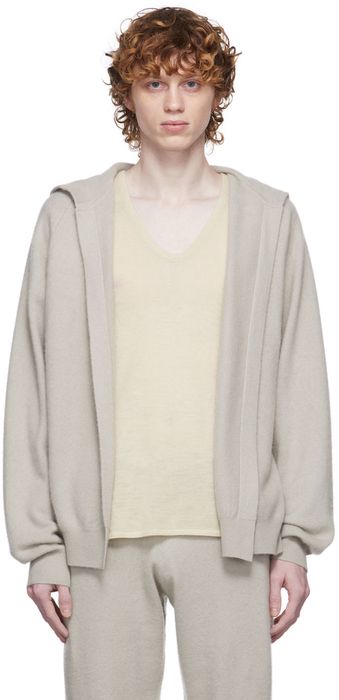 Frenckenberger SSENSE Exclusive Taupe Hooded Bomber Cardigan