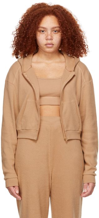 SKIMS Tan Waffle Lounge Hoodie