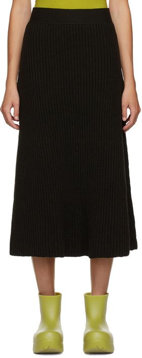 Bottega Veneta Brown Rib Distorted Mid-Length Skirt