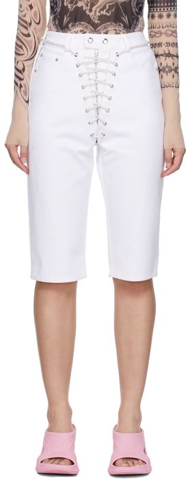 BONBOM White Lace-Up Denim Shorts