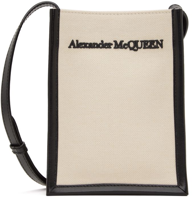 Alexander McQueen Beige Mini Edge Crossbody Messenger Bag
