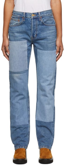 B Sides Blue Marcel Relaxed Straight Patchwork No. 3 Jeans