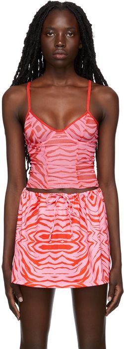Fruity Booty SSENSE Exclusive Pink & Red Zebra Print Underwired Tank Top