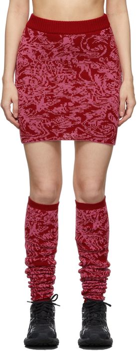Serapis Red & Pink Jacquard Knitted Skirt