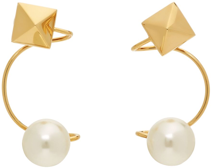 Valentino Garavani Gold Rockstud Pearl Earrings