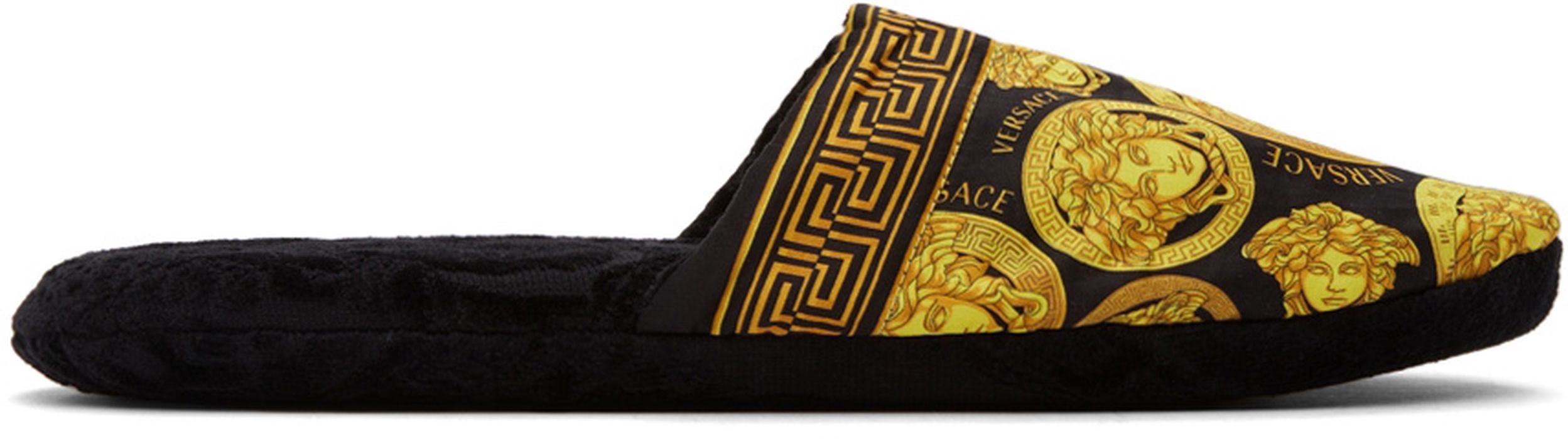 Versace Underwear Black Barocco Slippers