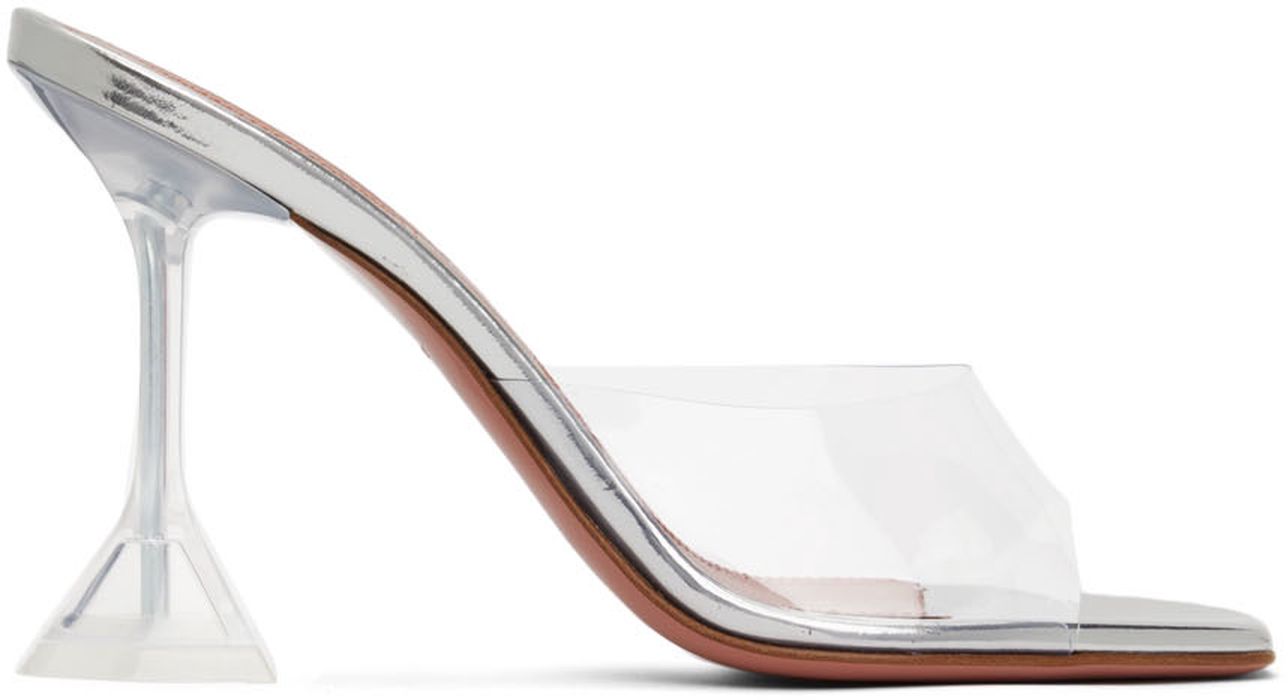 Amina Muaddi Transparent Lupita Glass Heeled Sandals