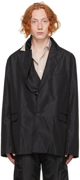 Y/Project Black Taffeta Double Collar Blazer