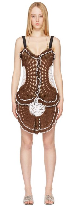 Diotima Brown Crochet Web Dress