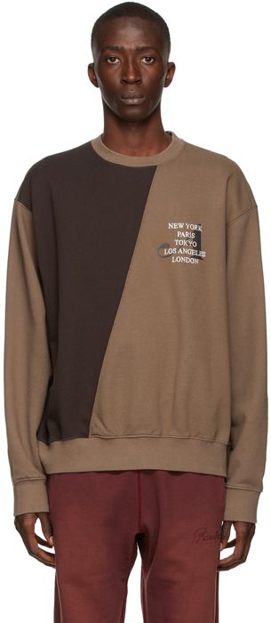 Awake NY Brown Two-Tone Split City Sweatshirt