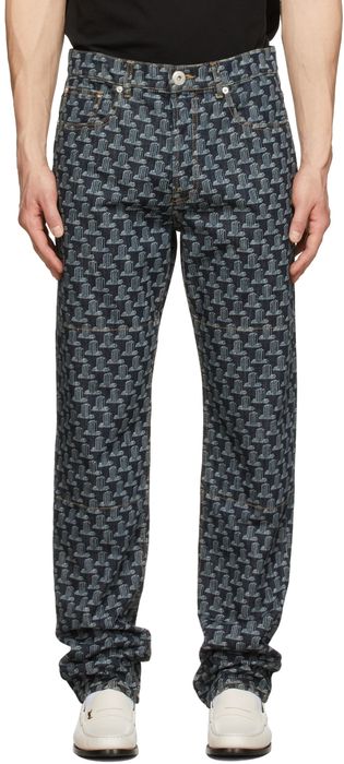 Lanvin Navy Tapered Print Trousers