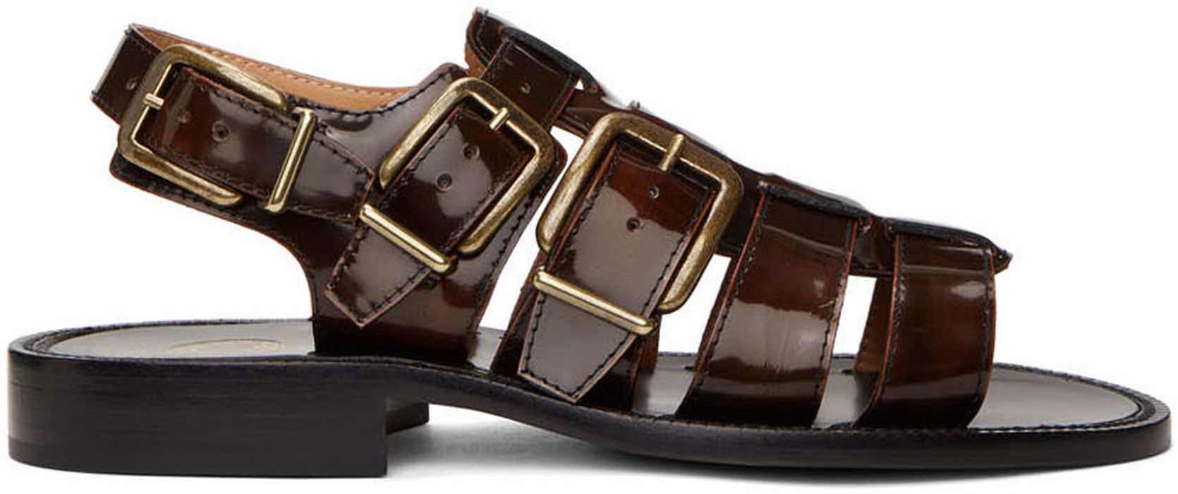 Dries Van Noten Black & Brown Patent Sandals