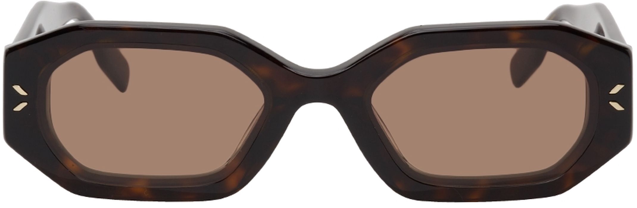 MCQ Brown Acetate Geometrical Sunglasses