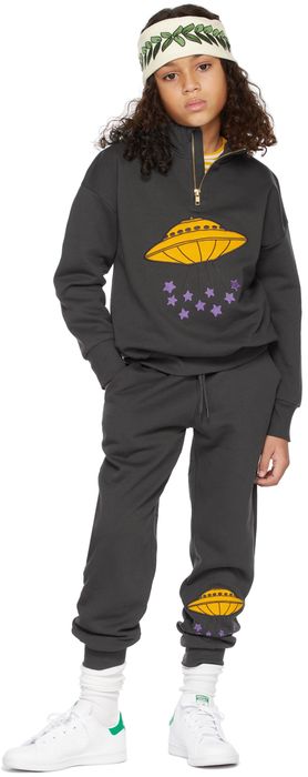 Mini Rodini Kids Grey UFO Half-Zip Sweatshirt
