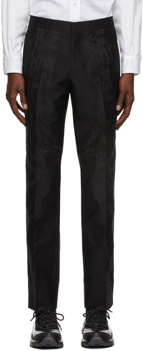 Burberry Black Silk Jacquard Tailored Classic Fit Trousers