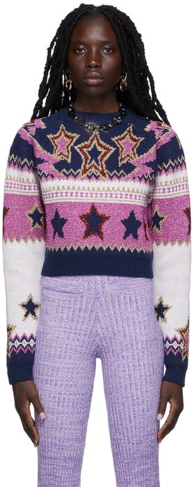 Paco Rabanne Multicolor Stardust Fair Isle Cropped Sweater