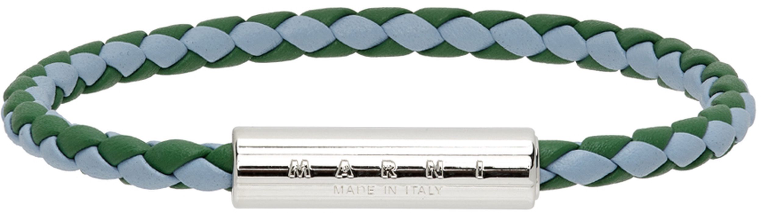 Marni Blue & Green Leather Braided Bracelet