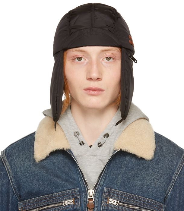 ZEGNA Black Quilted Aviator Hat