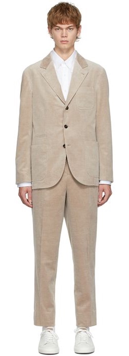 Brunello Cucinelli Beige Corduroy Cashmere Suit