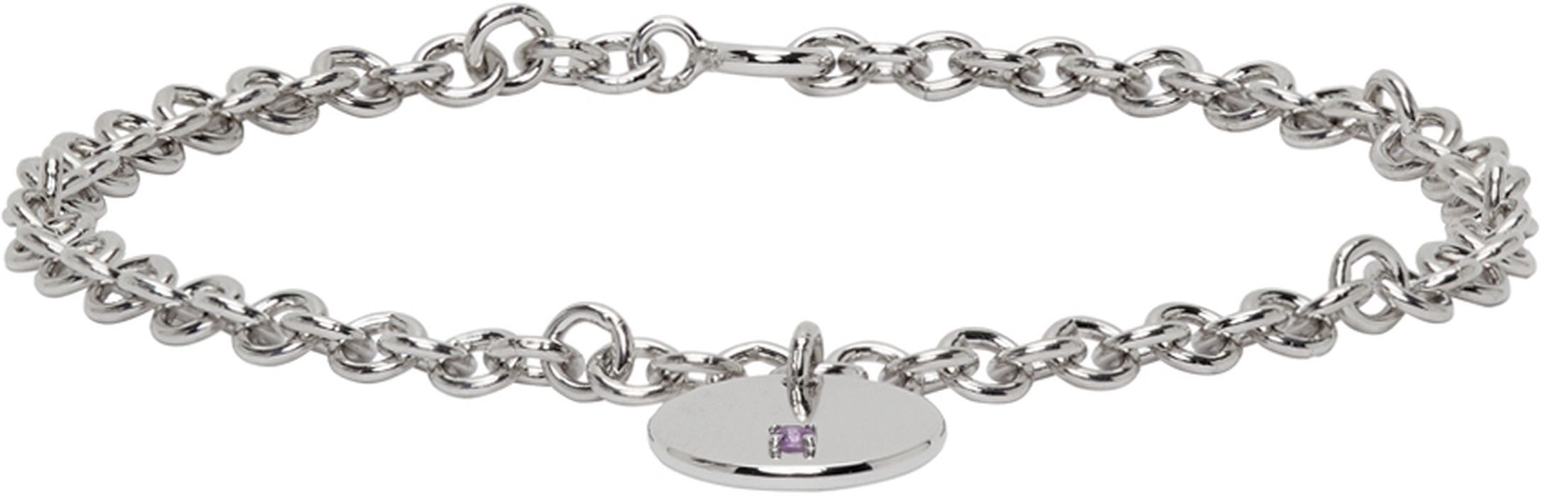Tom Wood SSENSE Exclusive Silver & Purple Birthstone Circle Bracelet