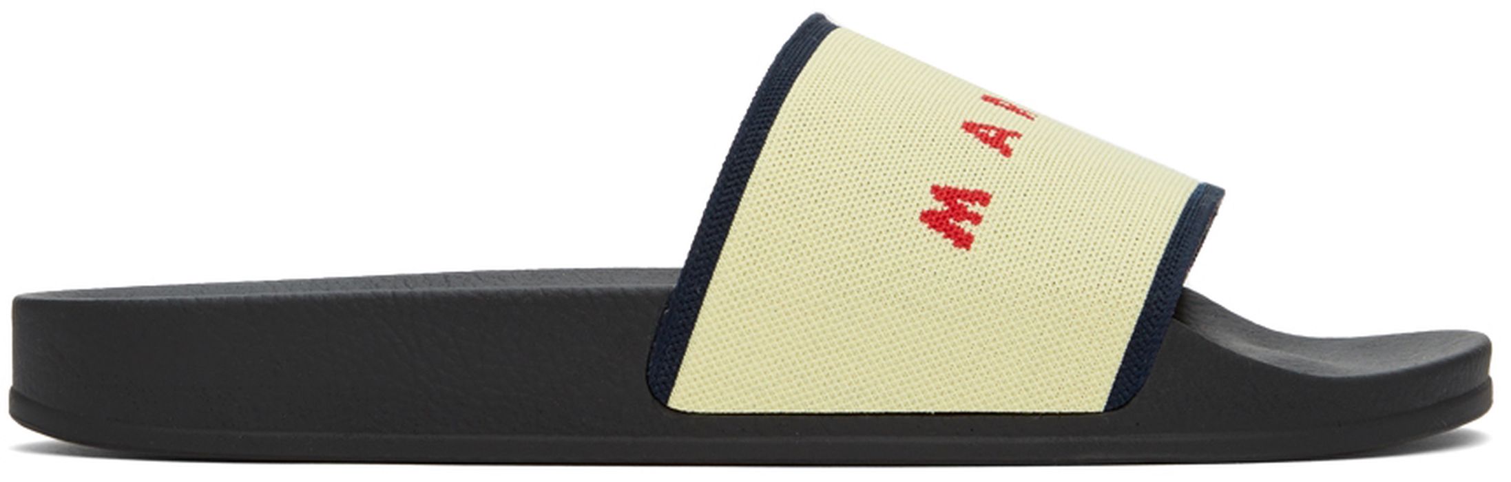 Marni Beige & Navy Stretch Logo Jacquard Sandals