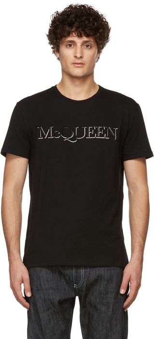 Alexander McQueen Black Embroidered Logo T-Shirt