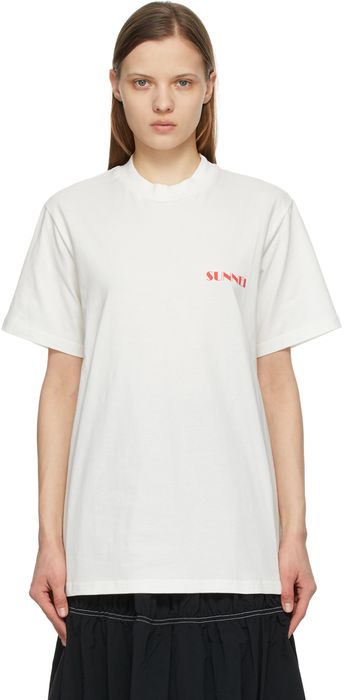 Sunnei White & Red Mini Logo T-Shirt