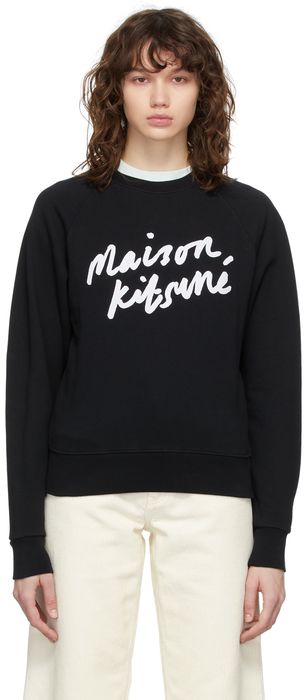 Maison Kitsuné Black Handwriting Adjusted Sweatshirt